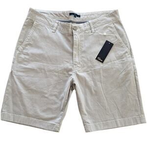 Shore Shorts Mens 34 Liam Flat Front Grey Cotton shorts Easy-Care Chino Preppy